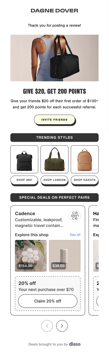 Email & SMS offers example