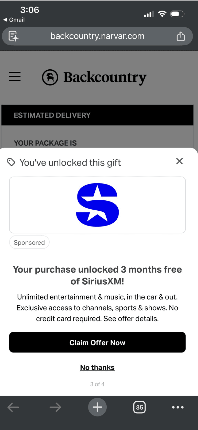 Order Tracking offers example